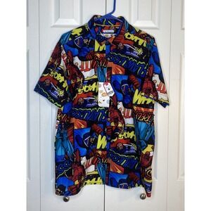 Oh Snap Graphic Shirt Drill Clothing Pop Art Button-up Retro Superhero NWT Sz  L